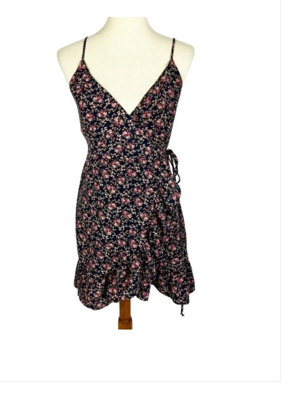 Free People All My Love Blue Floral Wrap Slip Mini Dress Sleeveless Sundress